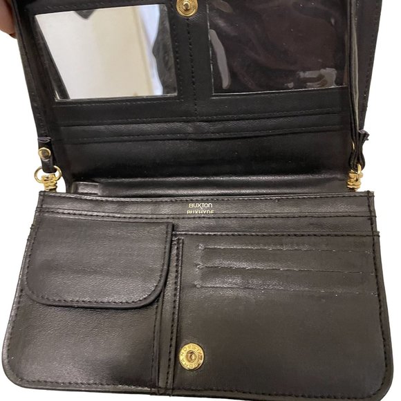 BUXTON Womens Black Crossbody ID Slots Card Slots Pockets Detachable Strap - Picture 4 of 6